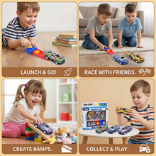 Load image into Gallery viewer, Car Catapult Racing Set with Four Die Cast Cars and Launcher in Gift Box