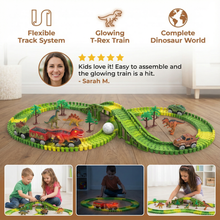 Load image into Gallery viewer, Flexible Dinosaur Track Set with Glowing Light Up Train and Landscape Accessories