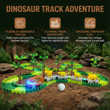 Load image into Gallery viewer, Flexible Dinosaur Track Set with Glowing Light Up Train and Landscape Accessories