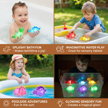 Load image into Gallery viewer, LED Dinosaur Bath Toys with Color Changing Lights and Waterproof Design