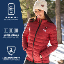 Load image into Gallery viewer, Womens Rechargeable Heated Puffer Coat with Three Heat Zones and Elastic Cuffs for Winter