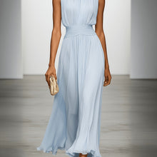 Load image into Gallery viewer, Stylish pleated party maxi dress with a comfortable ruched waist, perfect for evening and formal occasions.