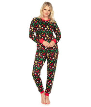 Load image into Gallery viewer, Womens Cookie Cutter Christmas Pajama Set with Crew Neck Top and Pockets