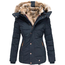 Load image into Gallery viewer, Womens Quilted Parka with Faux Fur Lined Hood and Zip and Snap Closure