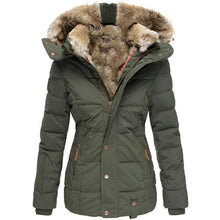 Load image into Gallery viewer, Womens Quilted Parka with Faux Fur Lined Hood and Zip and Snap Closure