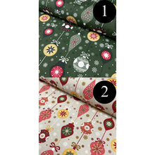 Load image into Gallery viewer, Christmas ornament print fabric close-up