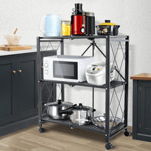 Load image into Gallery viewer, Foldable shelving unit with wheels - Storage rack for kitchen, pantry or garage