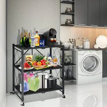 Load image into Gallery viewer, Foldable shelving unit with wheels - Storage rack for kitchen, pantry or garage