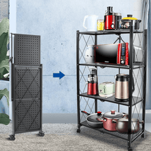 Load image into Gallery viewer, Foldable shelving unit with wheels - Storage rack for kitchen, pantry or garage