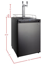 Load image into Gallery viewer, Kegco 24&quot; Wide Dual Tap Black Stainless Steel Digital Kegerator Model:K309X-2NK
