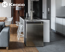 Load image into Gallery viewer, Kegco 24&quot; Wide Dual Tap Black Stainless Steel Digital Kegerator Model:K309X-2NK

