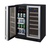Load image into Gallery viewer, Allavino 24&quot; Wide FlexCount II Tru-Vino 18 Bottle/66 Cans Dual Zone Stainless Steel Wine Refrigerator/Beverage Center VSWB-2SF20
