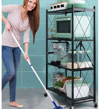 Load image into Gallery viewer, Foldable shelving unit with wheels - Storage rack for kitchen, pantry or garage