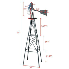 Load image into Gallery viewer, Windmill 8FT Yard Garden Metal Ornamental Wind Mill Weather Resistant Decoration - Zoolase