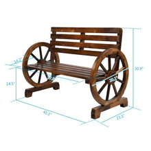 Load image into Gallery viewer, 2 Person Rustic Wagon Wheel Garden Bench - Zoolase