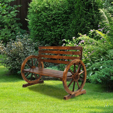 Load image into Gallery viewer, 2 Person Rustic Wagon Wheel Garden Bench - Zoolase