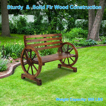 Load image into Gallery viewer, 2 Person Rustic Wagon Wheel Garden Bench - Zoolase