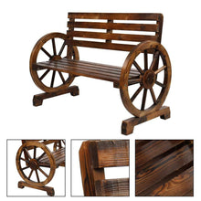 Load image into Gallery viewer, 2 Person Rustic Wagon Wheel Garden Bench - Zoolase