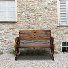 Load image into Gallery viewer, 2 Person Rustic Wagon Wheel Garden Bench - Zoolase