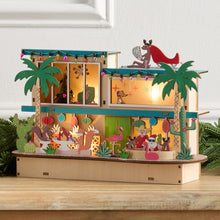 Load image into Gallery viewer, Laser Cut Wood Mid Century Vacation House with LED Lights and 6 Hour Timer for Christmas Decor
