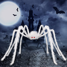 Load image into Gallery viewer, Halloween Hairy Spider Set with Three Bendable Spiders and 12 Foot Cobweb in Black Or White
