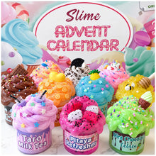 Load image into Gallery viewer, Slime Advent Calendar with 10 Scented Slimes, 5 Mix Ins and 16 Charms for 24 Days of Holiday Crafting
