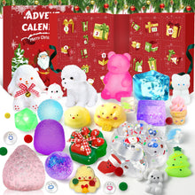 Load image into Gallery viewer, Christmas Squishy Toy Advent Calendar with 24 Soft Squeeze Toys That Opens Wide into a Large Display
