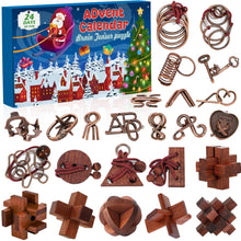 Load image into Gallery viewer, Brain Teaser Countdown Calendar with 24 Interlocking Metal Ring Puzzles and 3D Wooden Puzzles for Kids, Teens and Adults
