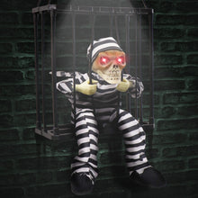 Load image into Gallery viewer, Animated Caged Skull Prisoner Halloween Prop with Motion Sensor and Sound
