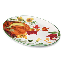 Load image into Gallery viewer, Oval Serving Platter with Pumpkin and Floral Design 16x12 Inch for Fall Gatherings
