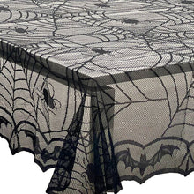 Load image into Gallery viewer, Black Spider Web Mesh Table Cloth for Halloween Parties and Snack Tables
