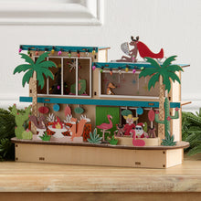 Load image into Gallery viewer, Laser Cut Wood Mid Century Vacation House with LED Lights and 6 Hour Timer for Christmas Decor
