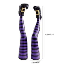 Load image into Gallery viewer, Witch Leg Yard Stakes Set of Two with Striped Design
