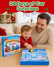 Load image into Gallery viewer, Toddler Pull Back Car Countdown Calendar with 24 Colorful Cars and a Play Map in a Gift Ready Box
