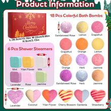 Load image into Gallery viewer, Bath Bomb Countdown Calendar with 24 Individually Wrapped Bath Bombs in 14 Scents and a Red Christmas Gift Box

