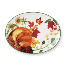 Load image into Gallery viewer, Oval Serving Platter with Pumpkin and Floral Design 16x12 Inch for Fall Gatherings
