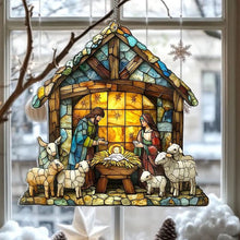 Load image into Gallery viewer, Colorful Nativity Scene Suncatcher with 4 Inch Size for Windows and Holiday Displays
