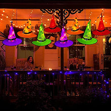 Load image into Gallery viewer, Hanging Witch Hat String Lights with 8 Glowing Hats and 8 Light Modes
