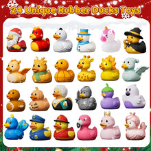 Load image into Gallery viewer, Rubber Duck Advent Calendar with 24 Unique Festive Bath Ducks for Christmas Countdown Play
