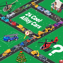 Load image into Gallery viewer, Die Cast Alloy Car Countdown Calendar with 24 Different Vehicles and a Foldable Play Map for Ages 3 and Up
