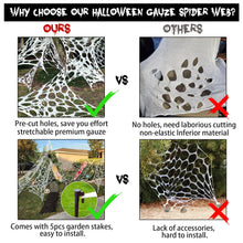 Load image into Gallery viewer, Pre Cut Stretch Spider Web Netting for Halloween with 11.5 Foot Length and Five Ground Stakes
