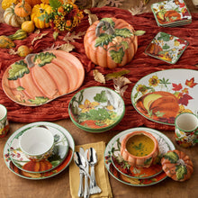 Load image into Gallery viewer, Oval Serving Platter with Pumpkin and Floral Design 16x12 Inch for Fall Gatherings
