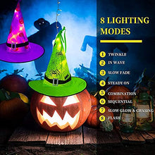 Load image into Gallery viewer, Hanging Witch Hat String Lights with 8 Glowing Hats and 8 Light Modes
