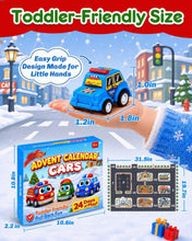 Load image into Gallery viewer, Toddler Pull Back Car Countdown Calendar with 24 Colorful Cars and a Play Map in a Gift Ready Box
