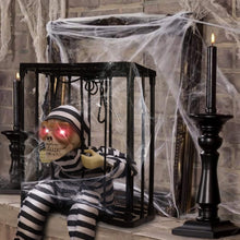 Load image into Gallery viewer, Animated Caged Skull Prisoner Halloween Prop with Motion Sensor and Sound
