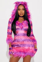 Load image into Gallery viewer, Womens Pink Kitty Costume Set with Fuzzy Hooded Dress and Leg Warmers
