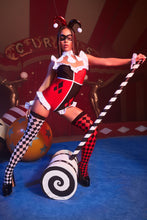 Load image into Gallery viewer, Womens Comic Villain Costume Set with Ruffle Romper and Thigh Highs
