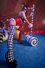 Load image into Gallery viewer, Womens Comic Villain Costume Set with Ruffle Romper and Thigh Highs
