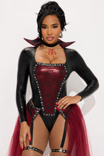 Load image into Gallery viewer, Womens Vampire Queen Costume Set with Attached Skirt Romper
