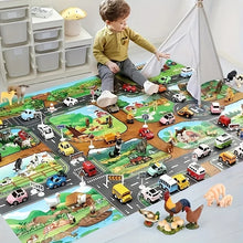 Load image into Gallery viewer, Interactive Play Mat Adventure, Farm and Traffic Design
